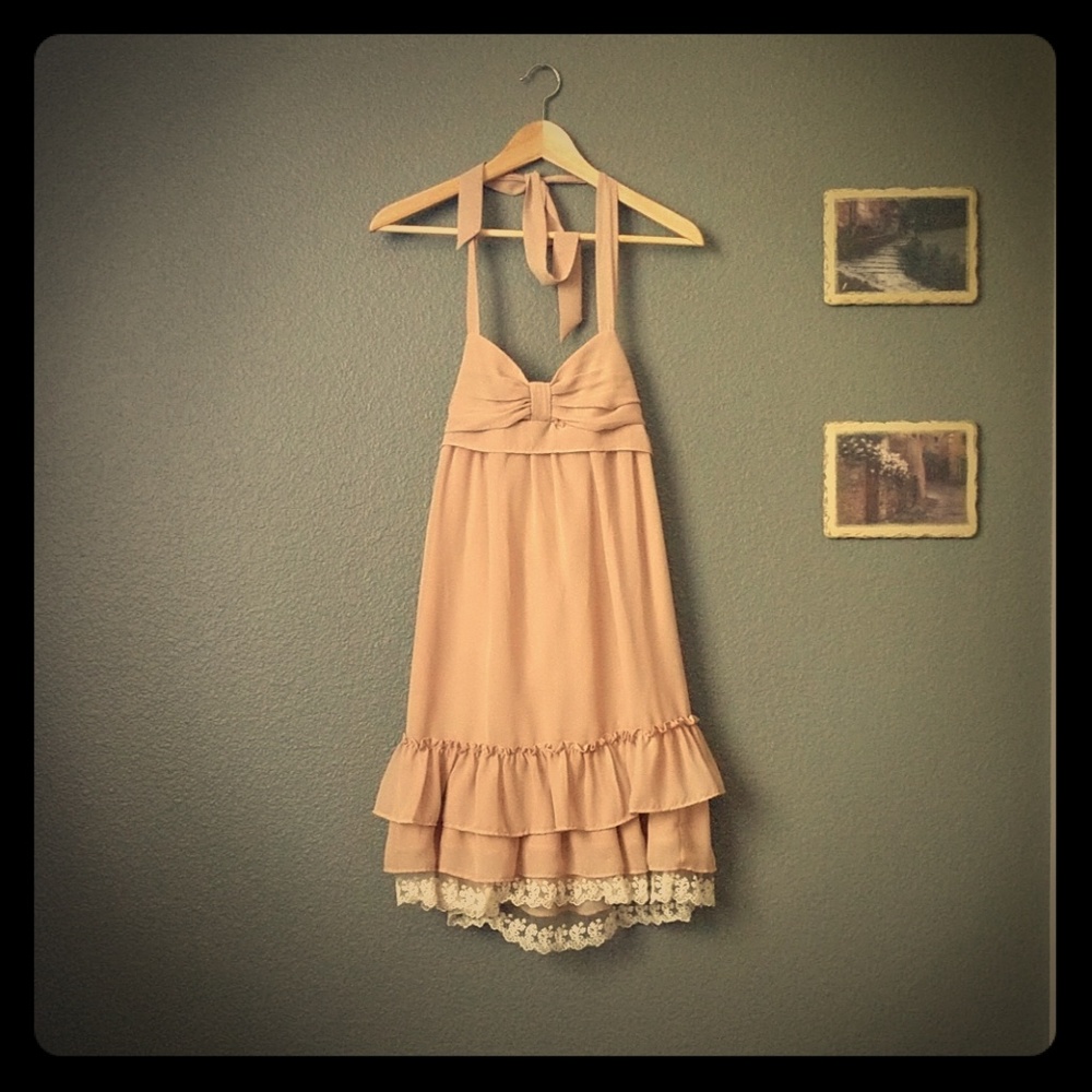 Pale Pink Johnny M Vintage-Style Halter Dress